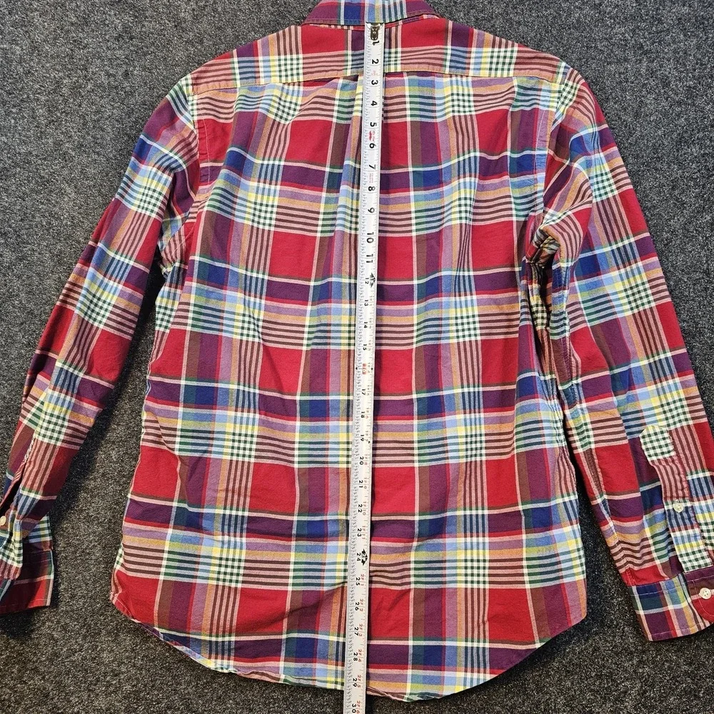 Ralph Lauren Slim Fit Madras Patchwork Plaid Button Down Shirt Mens Large Cotton